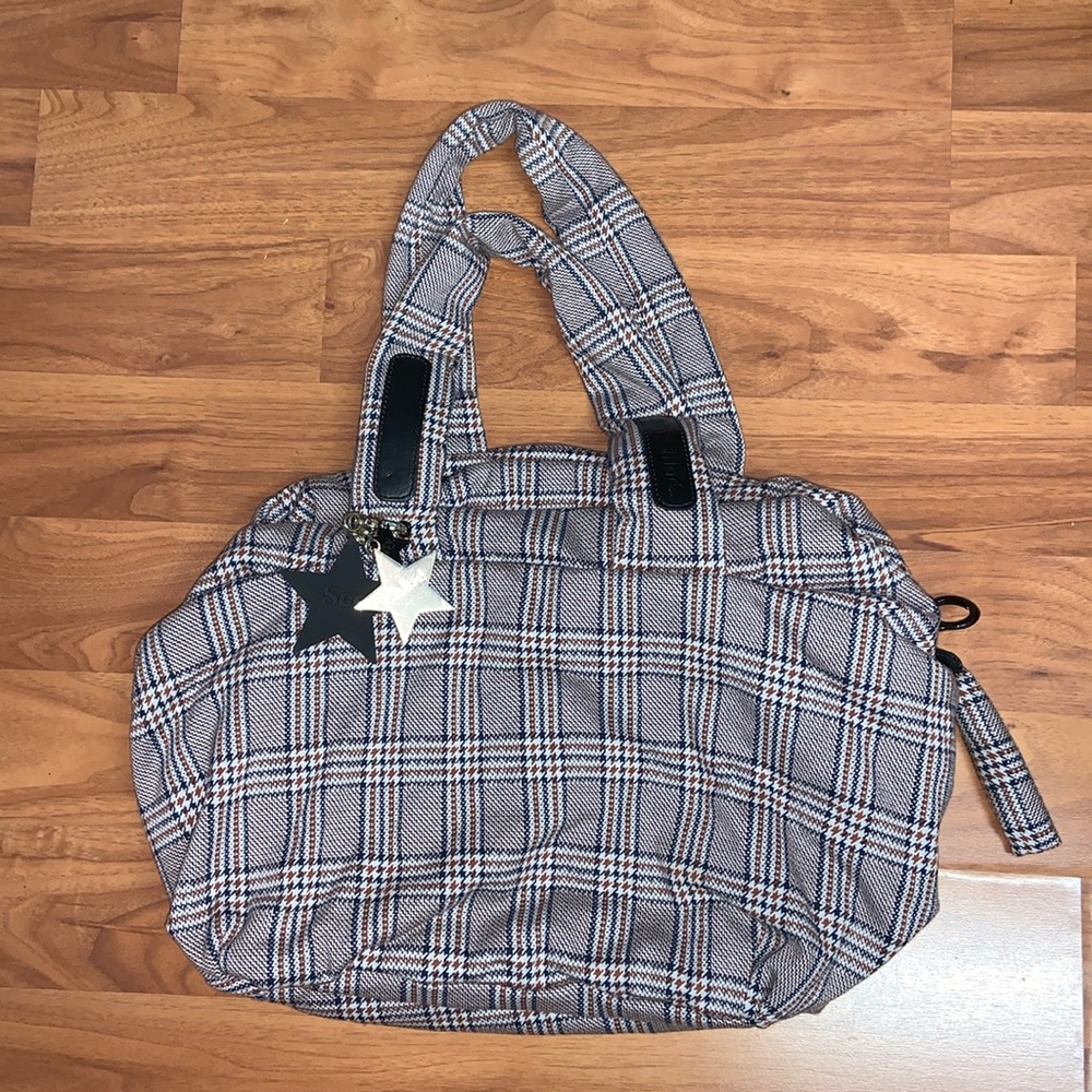 NWOT See by Chloé Houndstooth Fabric Puff Tote Purse Bag